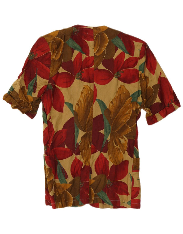 vintage Femme Manches Courtes Blazer Veste UK 12 Moyen Multicolore Tropique