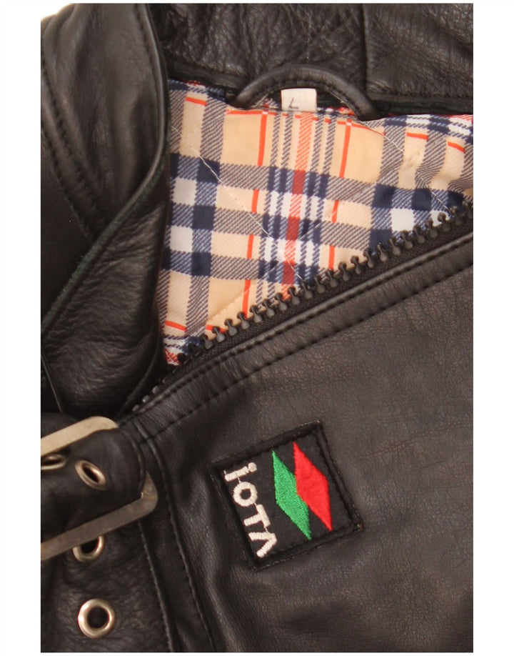 veste motard en cuir homme vintage UK 40 Grand Noir