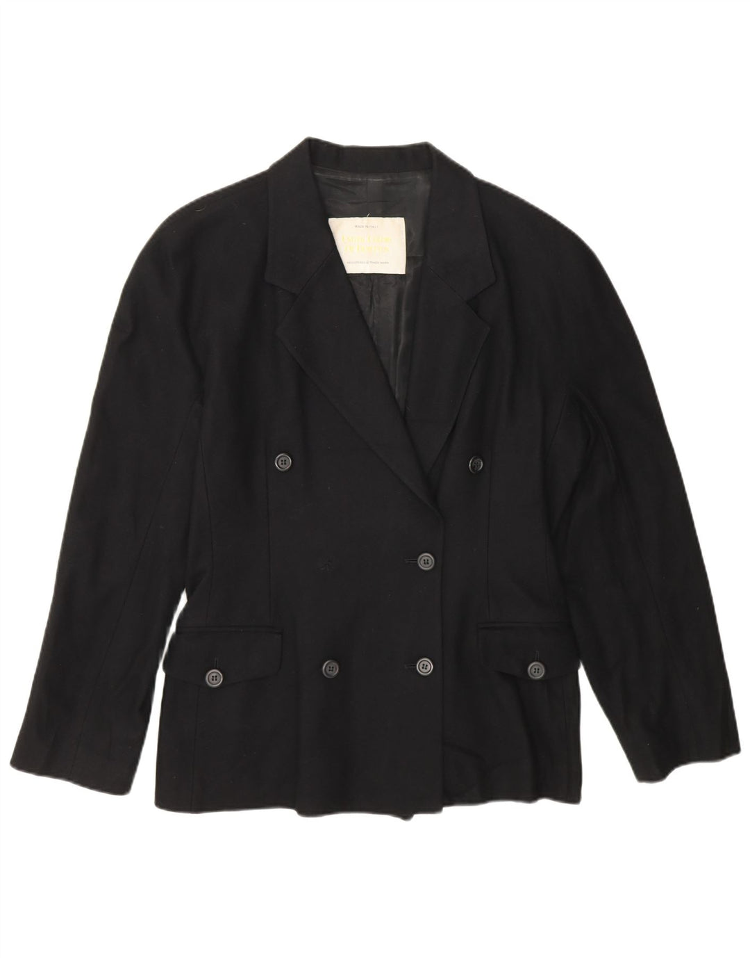 Benetton Veste Blazer Croisée Femme IT 46 Large Laine Noire