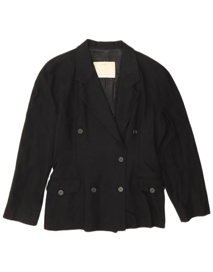 Benetton Veste Blazer Croisée Femme IT 46 Large Laine Noire