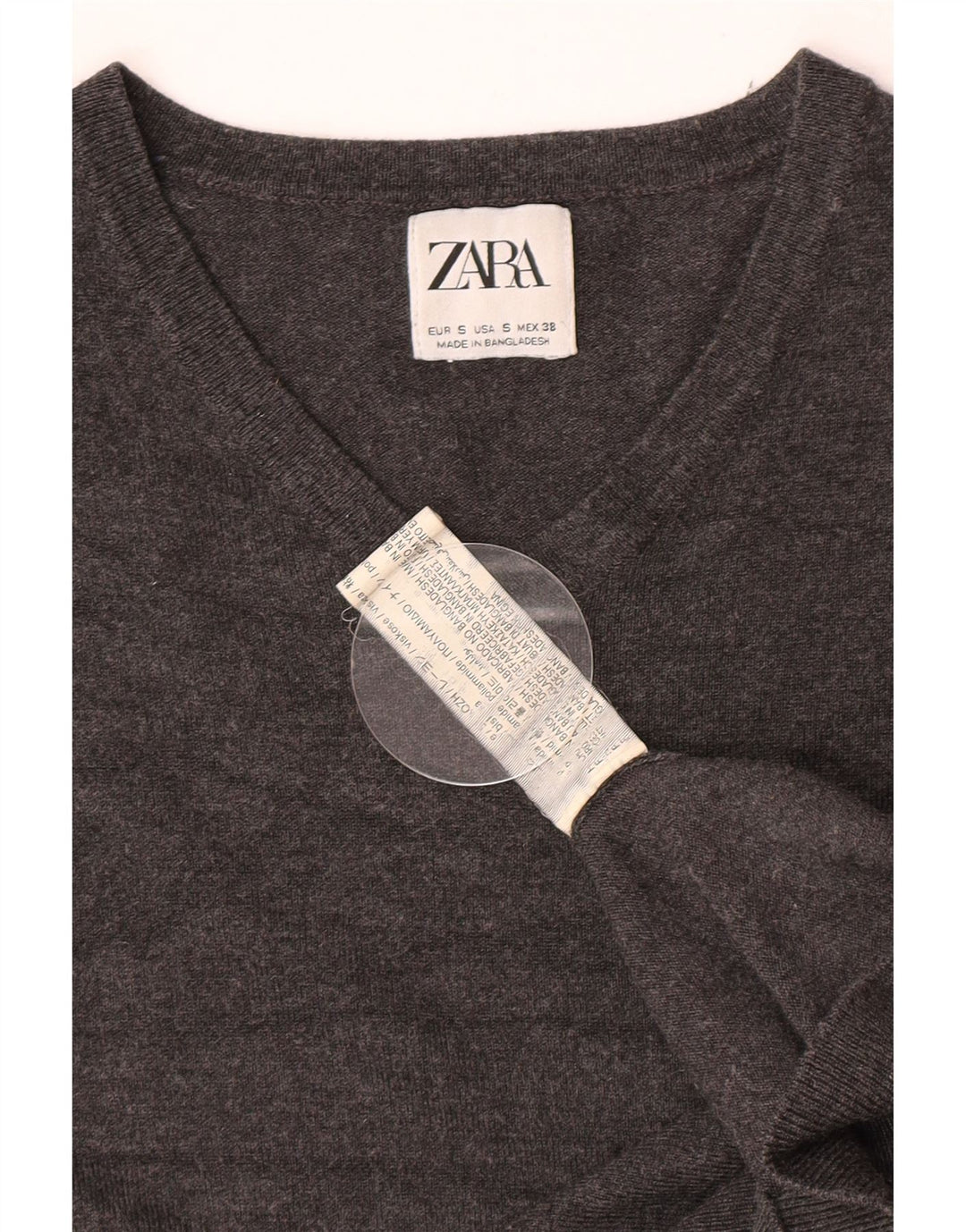 Zara Pull Col V Homme Petit Gris Viscose