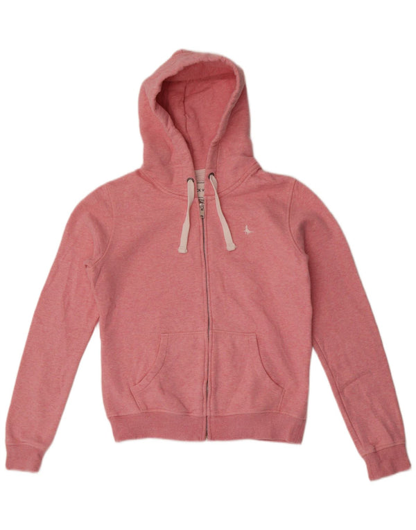 Jack Wills Pull à capuche zippé pour femme UK 10 Petit coton moucheté rose