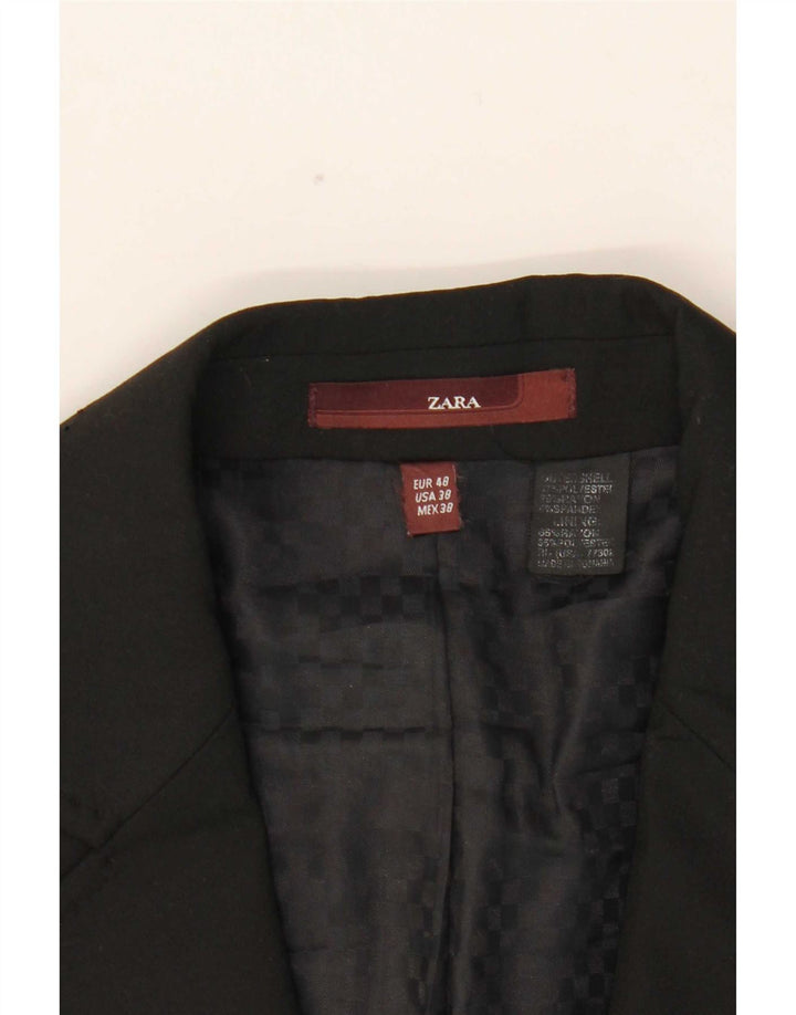 Zara Veste Blazer 3 Boutons Homme EU 48 Polyester Noir Moyen