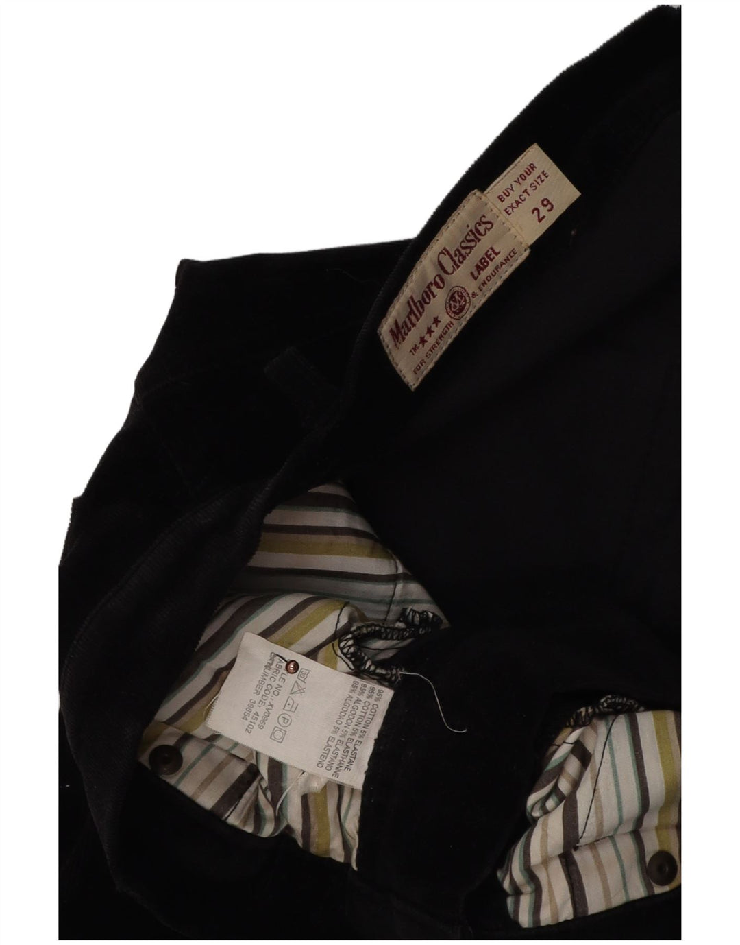 MARLBORO CLASSICS Pantalon Slim Velours Côtelé Femme W29 L28 Coton Noir