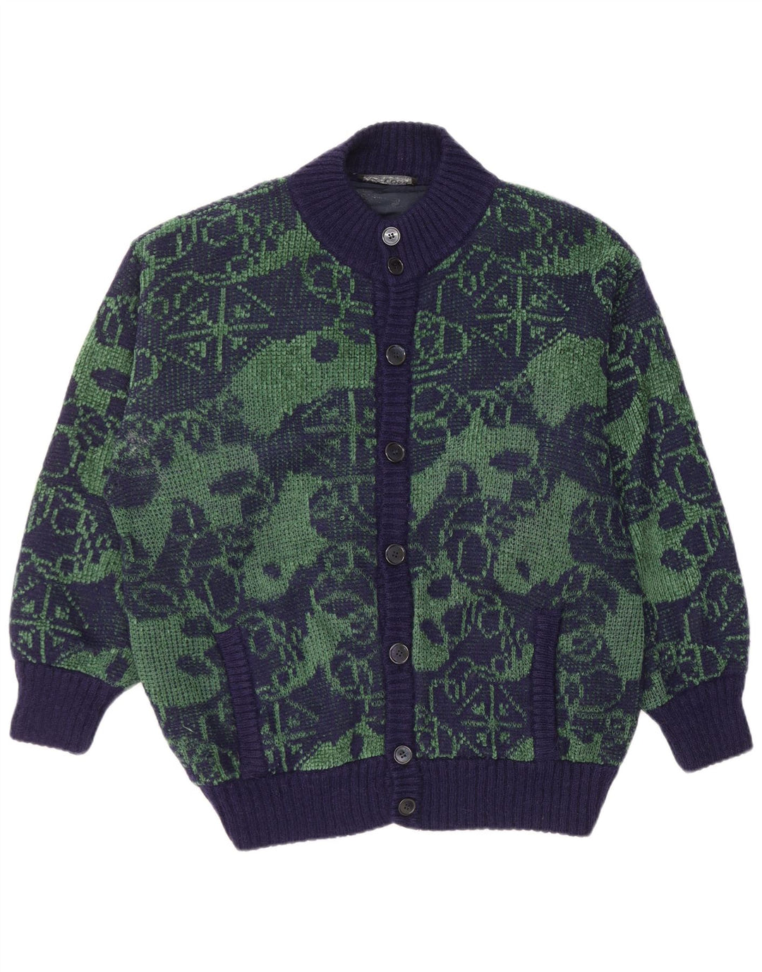 Marzia Pull Cardigan Homme 2XL Bleu Marine Géométrique