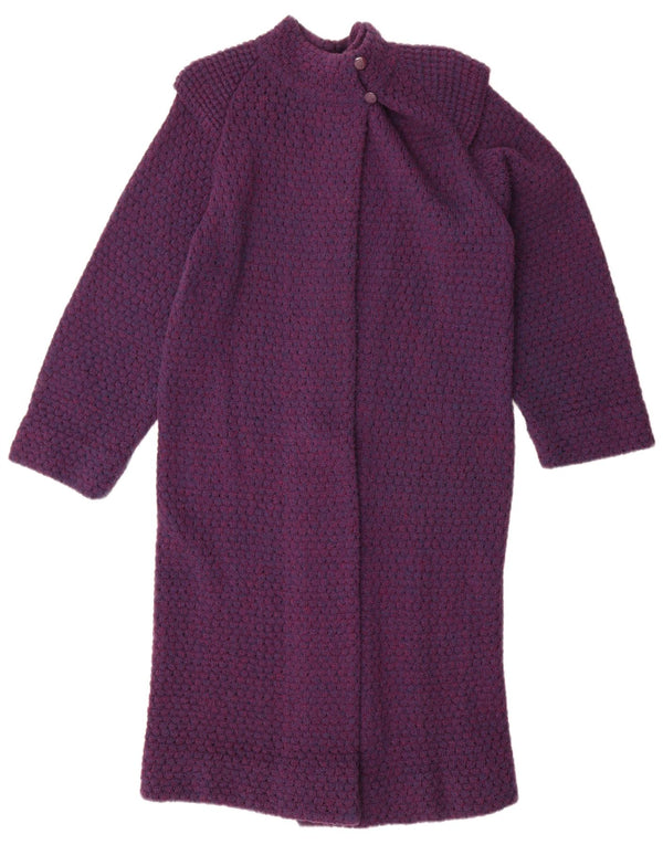 vintage Femmes Longline Oversize Cardigan Pull UK 8 Petit Violet