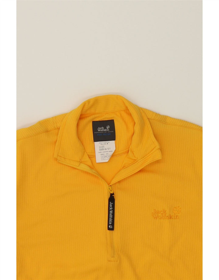 JACK WOLFSKIN Mens Zip Neck T-Shirt Top Small Yellow Polyester Vintage Jack Wolfskin and Second-Hand Jack Wolfskin from Messina Hembry 
