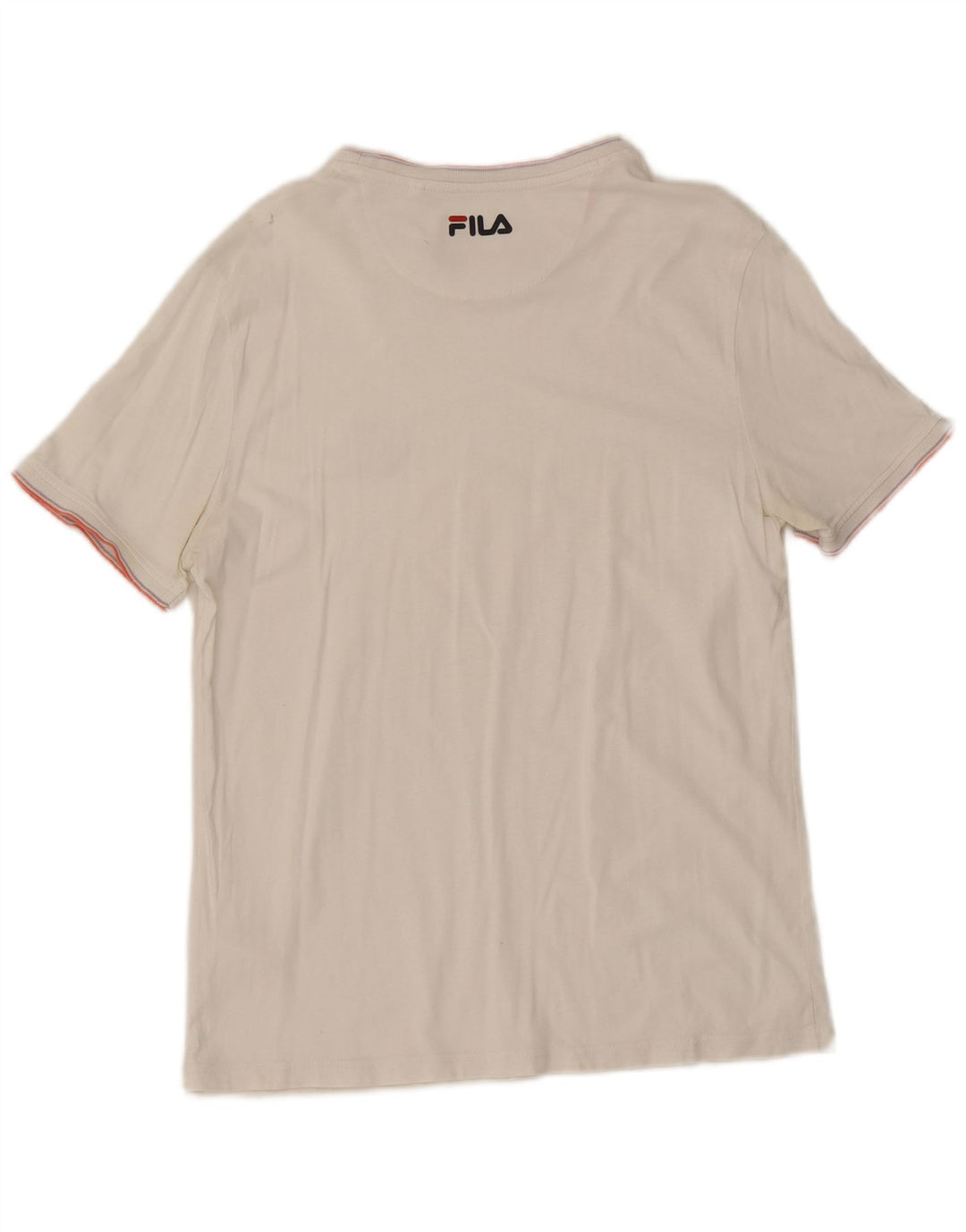 Fila Homme T-Shirt Top Petit Blanc Rayé Coton