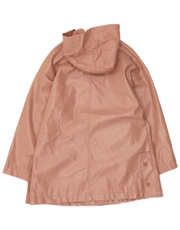 Zara Manteau à capuche en simili cuir pour fille 11-12 ans Rose Polyuréthane
