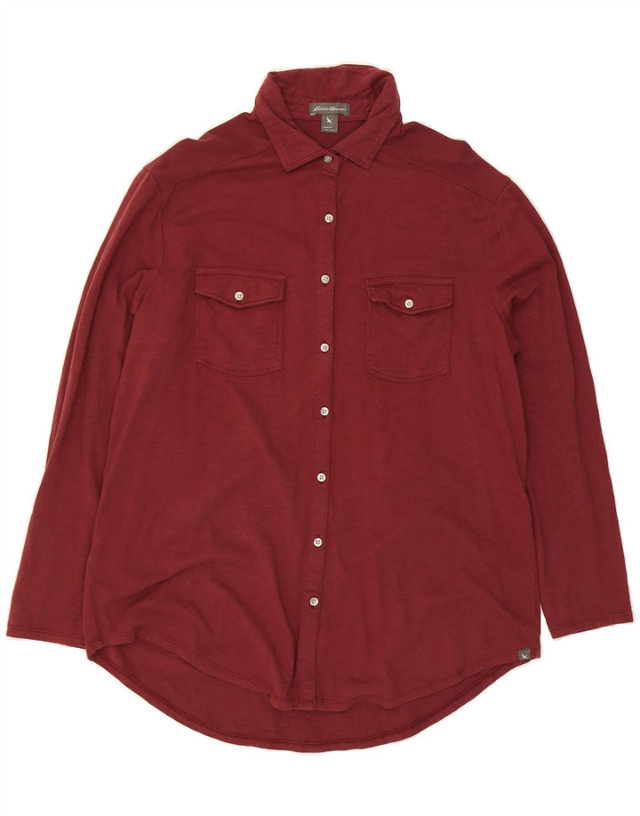 EDDIE BAUER Womens Shirt UK 16 Large Maroon Cotton Vintage Eddie Bauer and Second-Hand Eddie Bauer from Messina Hembry 