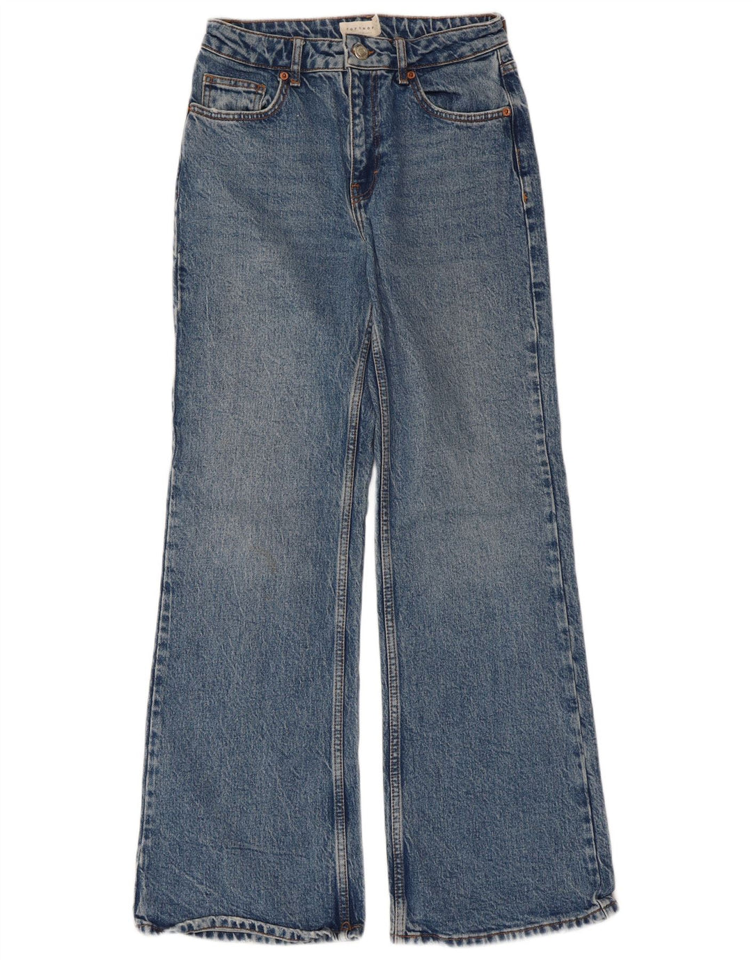 Topshop Jean évasé décontracté pour femme W26 L30 Bleu Coton