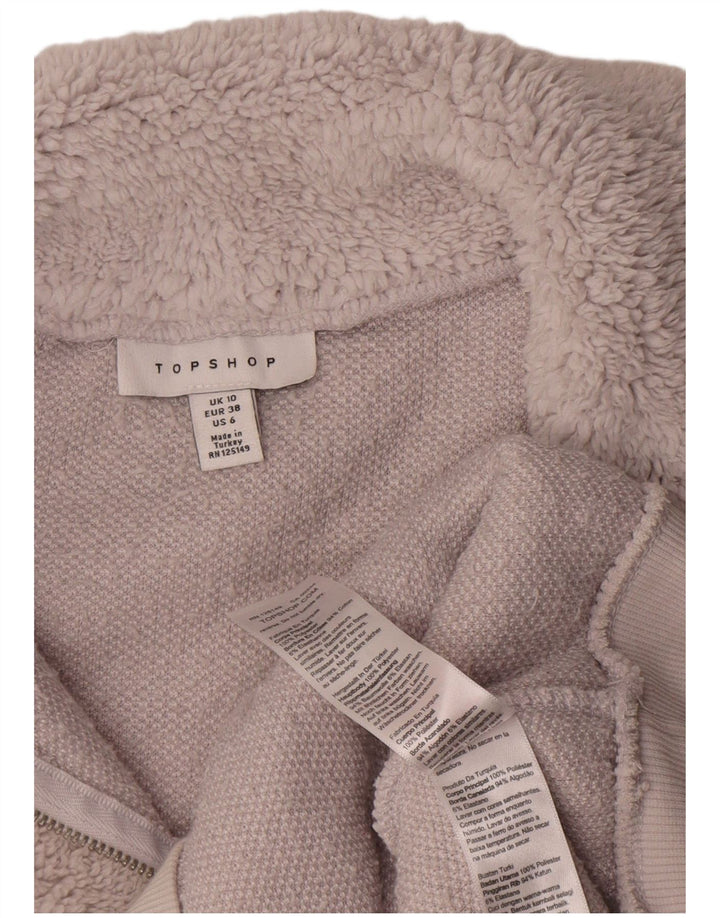 Topshop Pull polaire surdimensionné à col zippé pour femme UK 10 Petit Gris Polyester