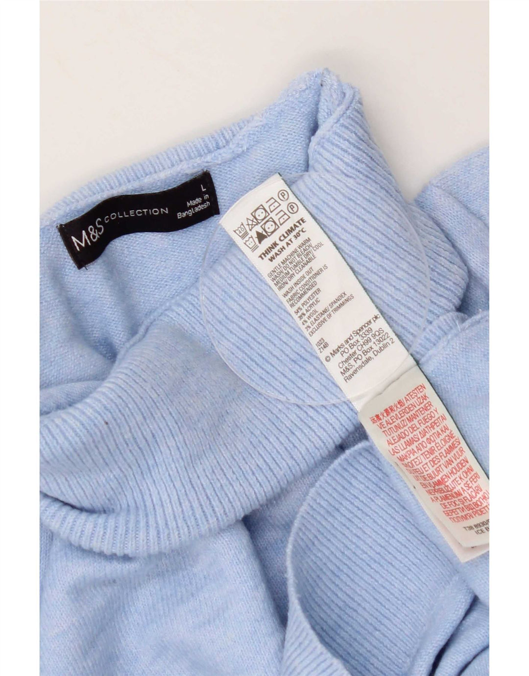 Marks & Spencer Pull col roulé pour femme UK 16 Large Bleu Polyester