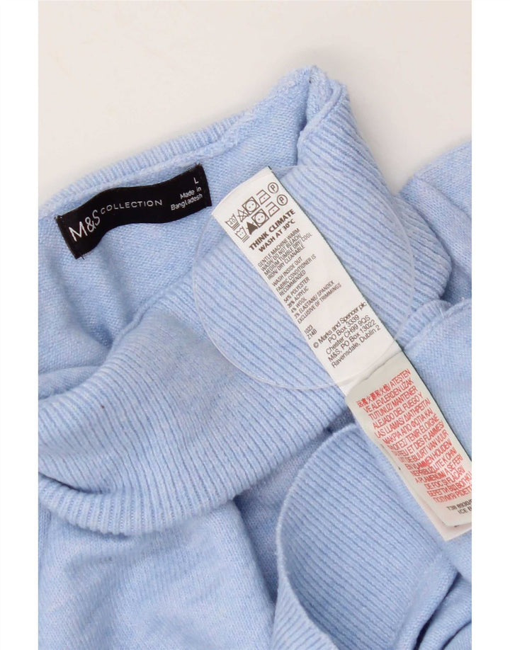 Marks & Spencer Pull col roulé pour femme UK 16 Large Bleu Polyester