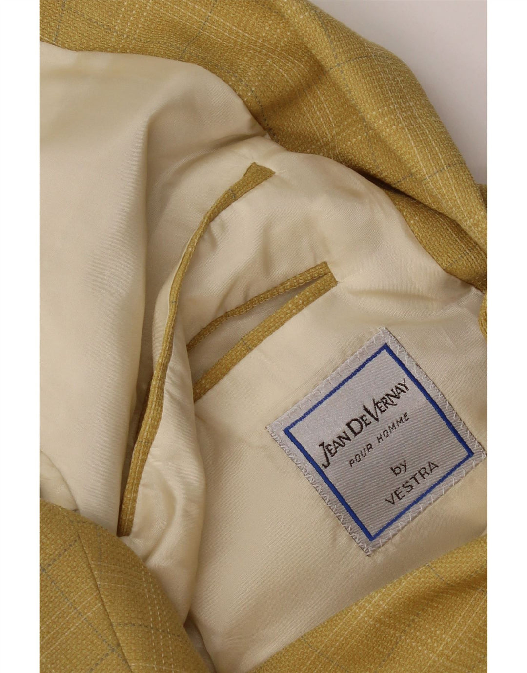Vestra Veste blazer à 3 boutons pour homme UK 38 à carreaux jaune moyen