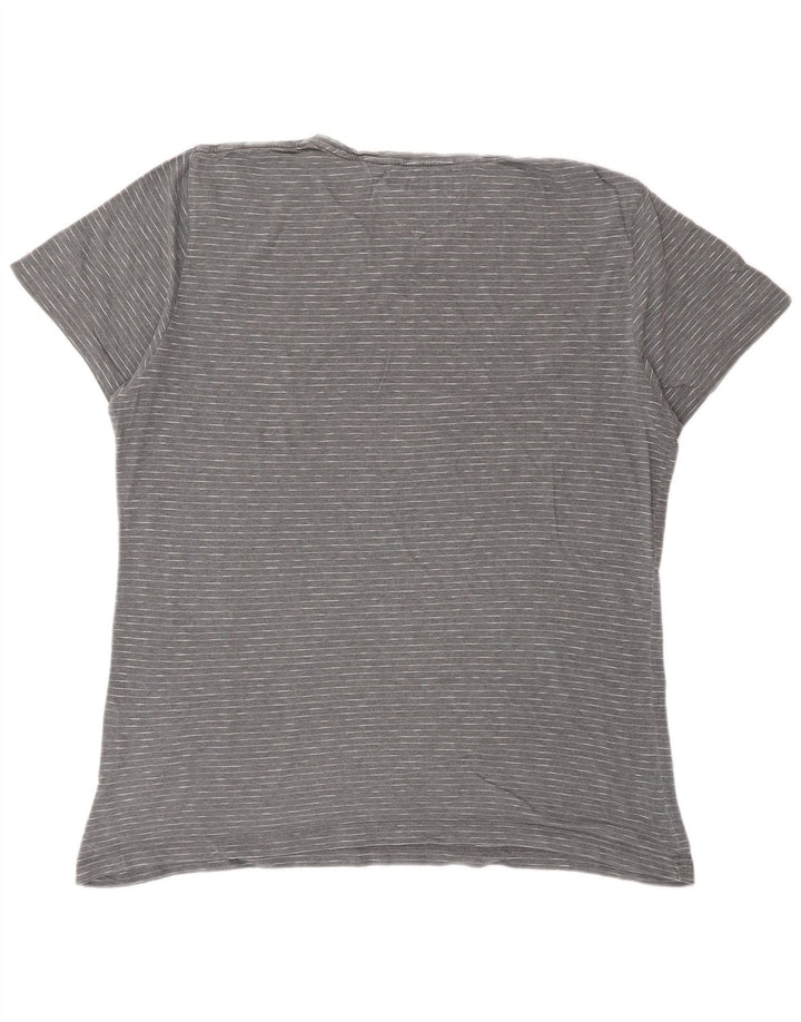 TOMMY HILFIGER T-Shirt Homme Haut Large Gris Fines Rayures
