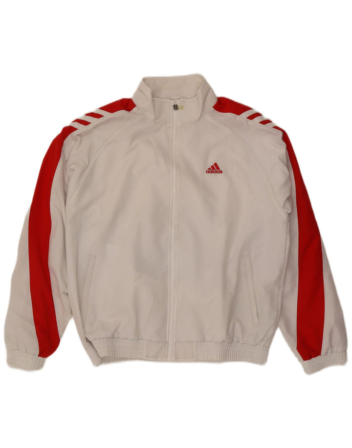 Adidas Veste de survêtement pour homme UK 44/46 Large Blanc Colorblock Polyester