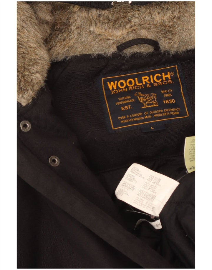 Woolrich Veste matelassée à capuche pour femme UK 14 Large Noir Nylon