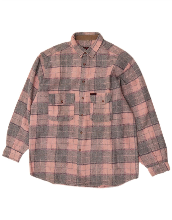 Invicta Chemise en flanelle pour homme à grands carreaux roses en polyester