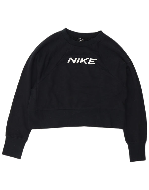 Nike Femme Dri Fit Crop Sweat-shirt surdimensionné UK 10 Petit Noir