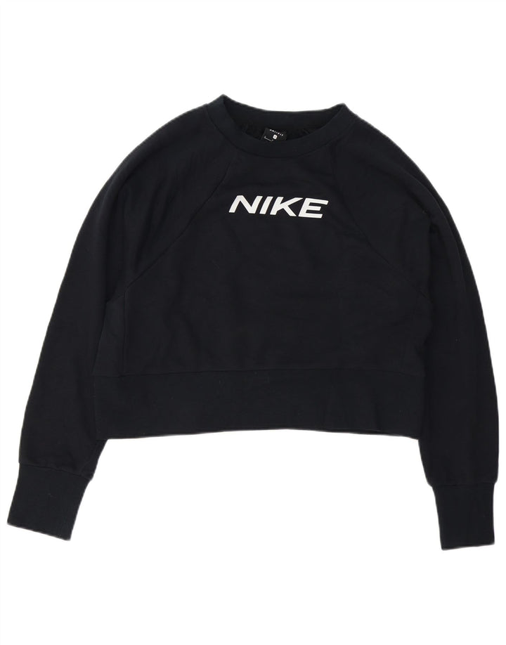 Nike Femme Dri Fit Crop Sweat-shirt surdimensionné UK 10 Petit Noir
