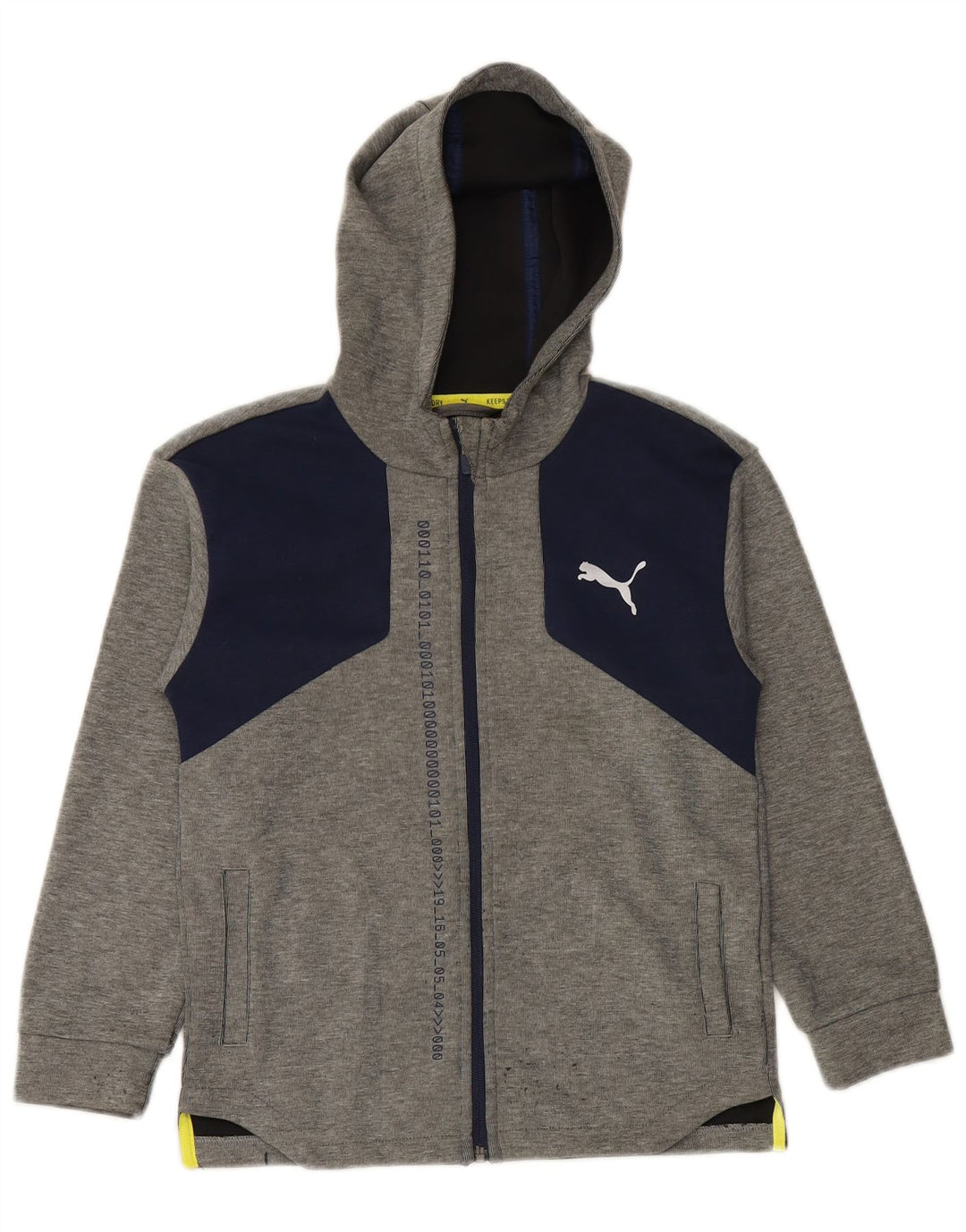 PUMA Sweat à capuche zippé graphique pour garçon 9-10 ans Gris Colorblock Polyester