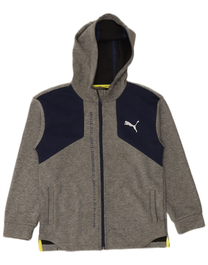 PUMA Sweat à capuche zippé graphique pour garçon 9-10 ans Gris Colorblock Polyester