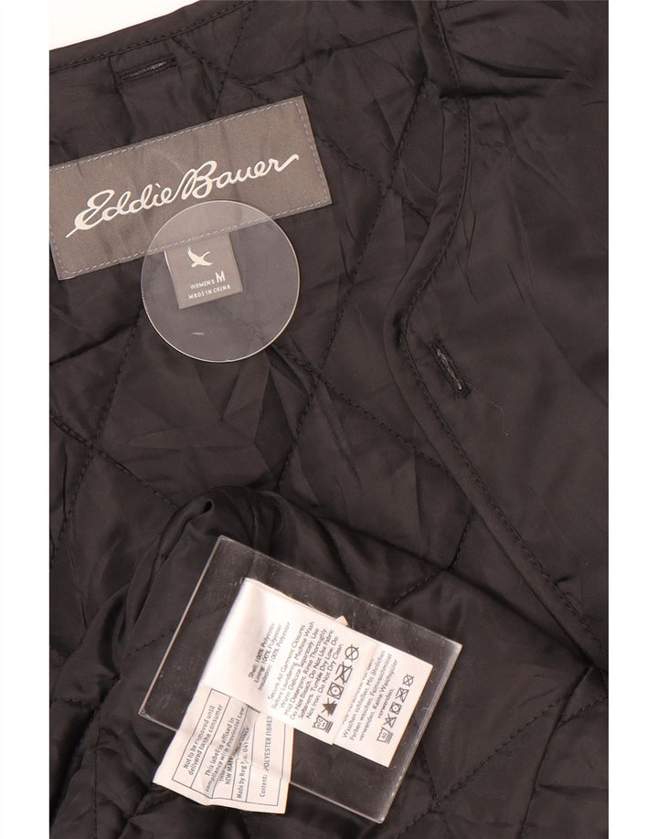 Eddie Bauer Veste Bomber Femme UK 14 Moyen Noir Polyester