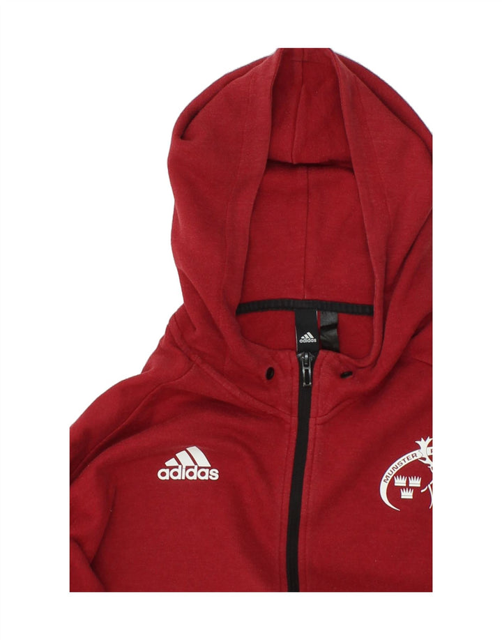 ADIDAS Mens Graphic Zip Hoodie Sweater Medium Red Cotton Vintage Adidas and Second-Hand Adidas from Messina Hembry 