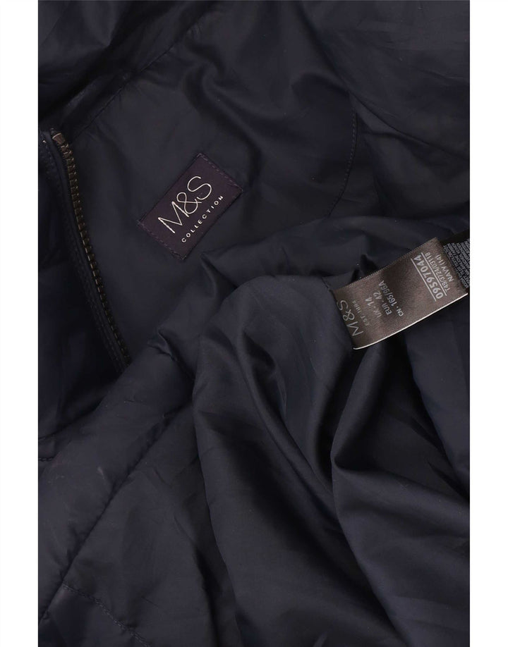 Marks & Spencer Manteau rembourré pour femme UK 14 Large Bleu Marine Polyester