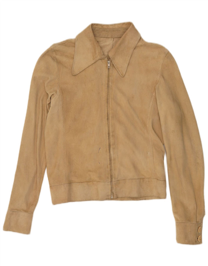 veste en daim femme vintage IT 44 Beige moyen