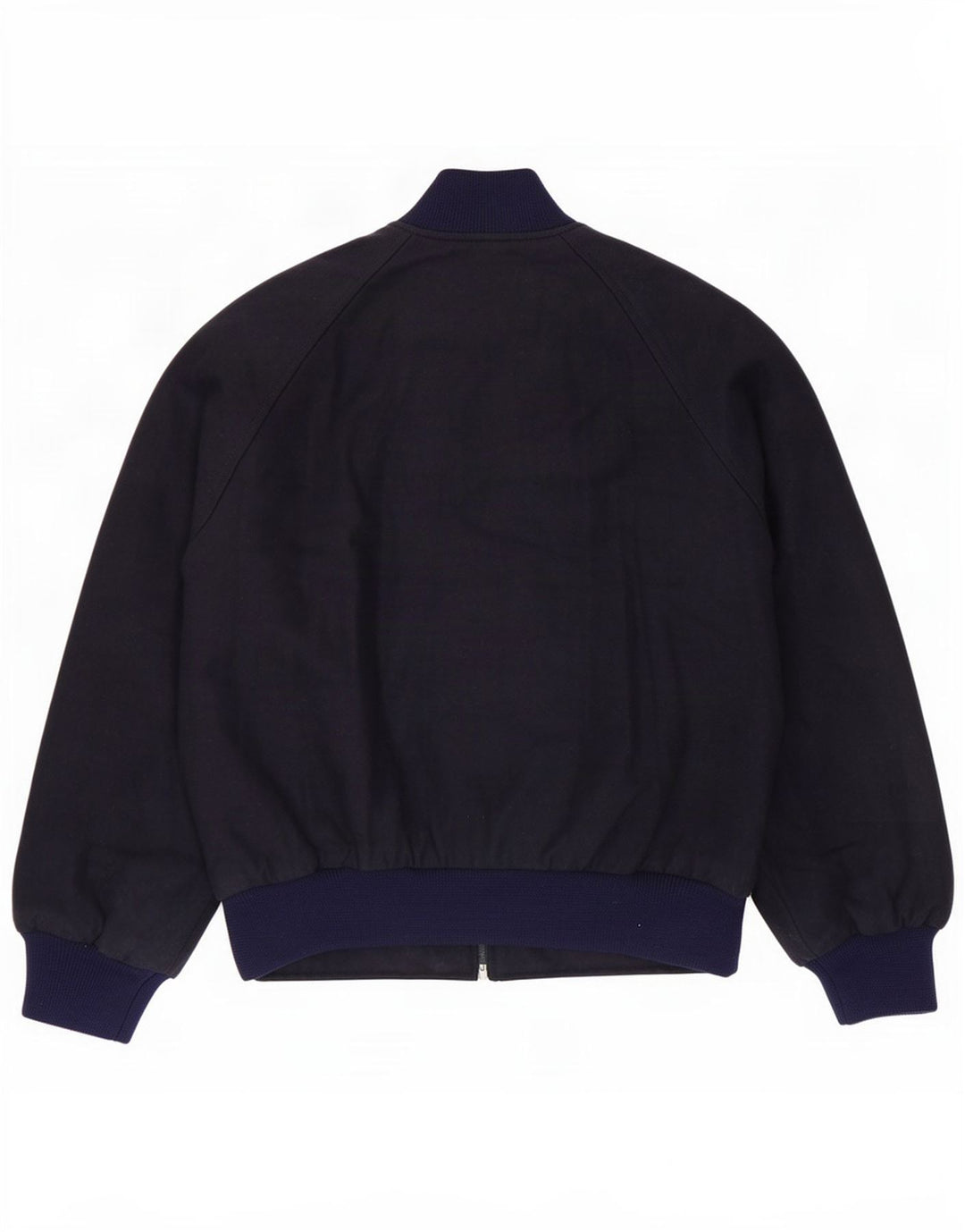 vintage Mens Bomber Jacket IT 46 Petite laine bleu marine