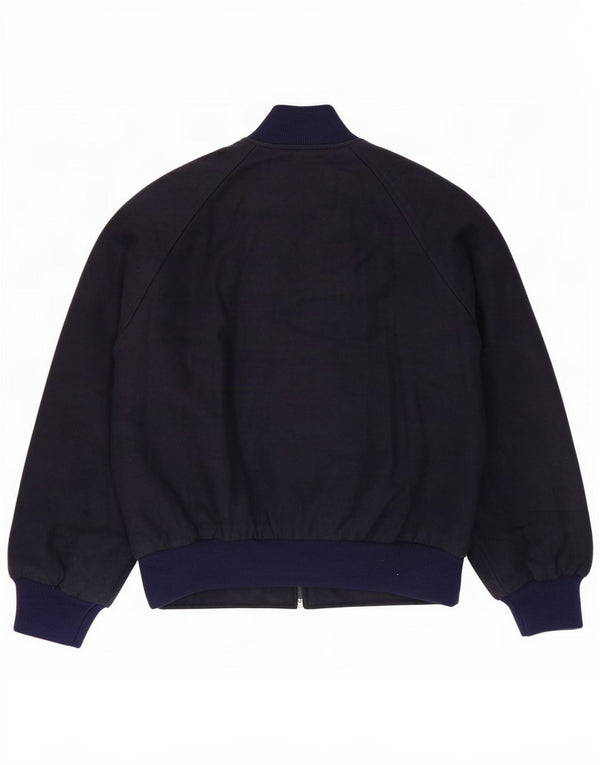 vintage Mens Bomber Jacket IT 46 Petite laine bleu marine