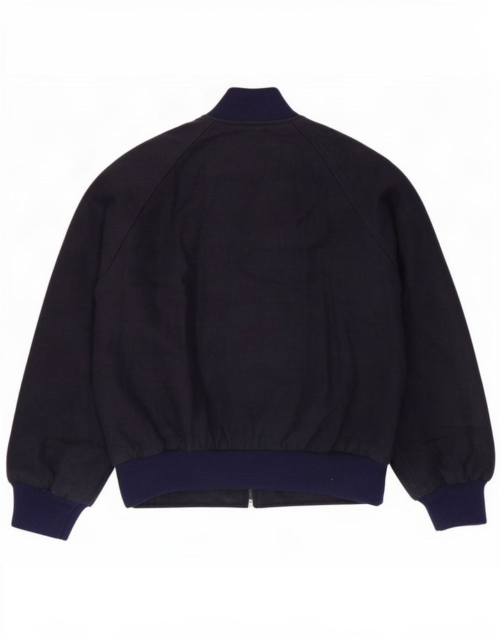 vintage Mens Bomber Jacket IT 46 Petite laine bleu marine