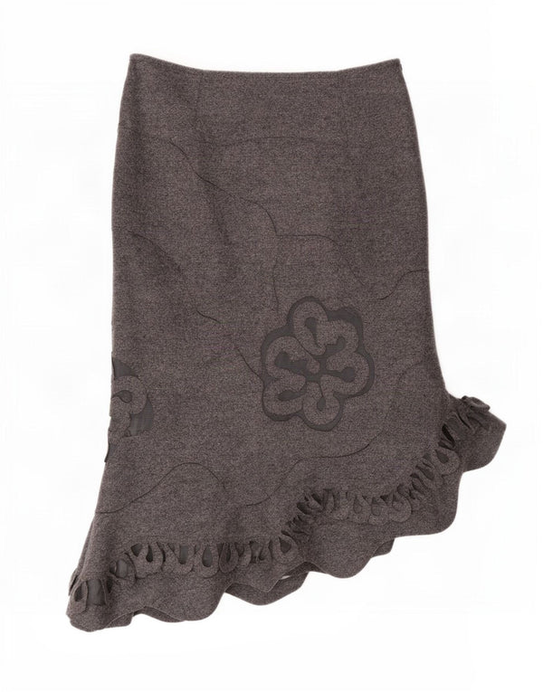 Per Una Jupe Asymétrique Femme UK 10 Small W27 Laine Florale Grise