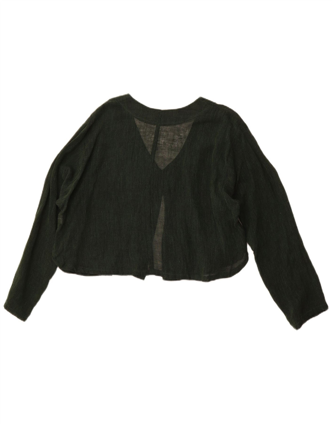 VINTAGE Femmes Crop Cardigan Top UK 16 Grand Coton Vert