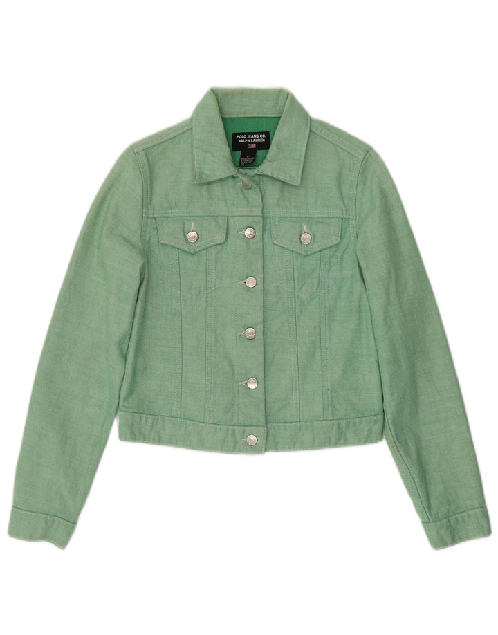 Ralph Lauren Veste en jean crop pour femme UK 10 Petit coton vert
