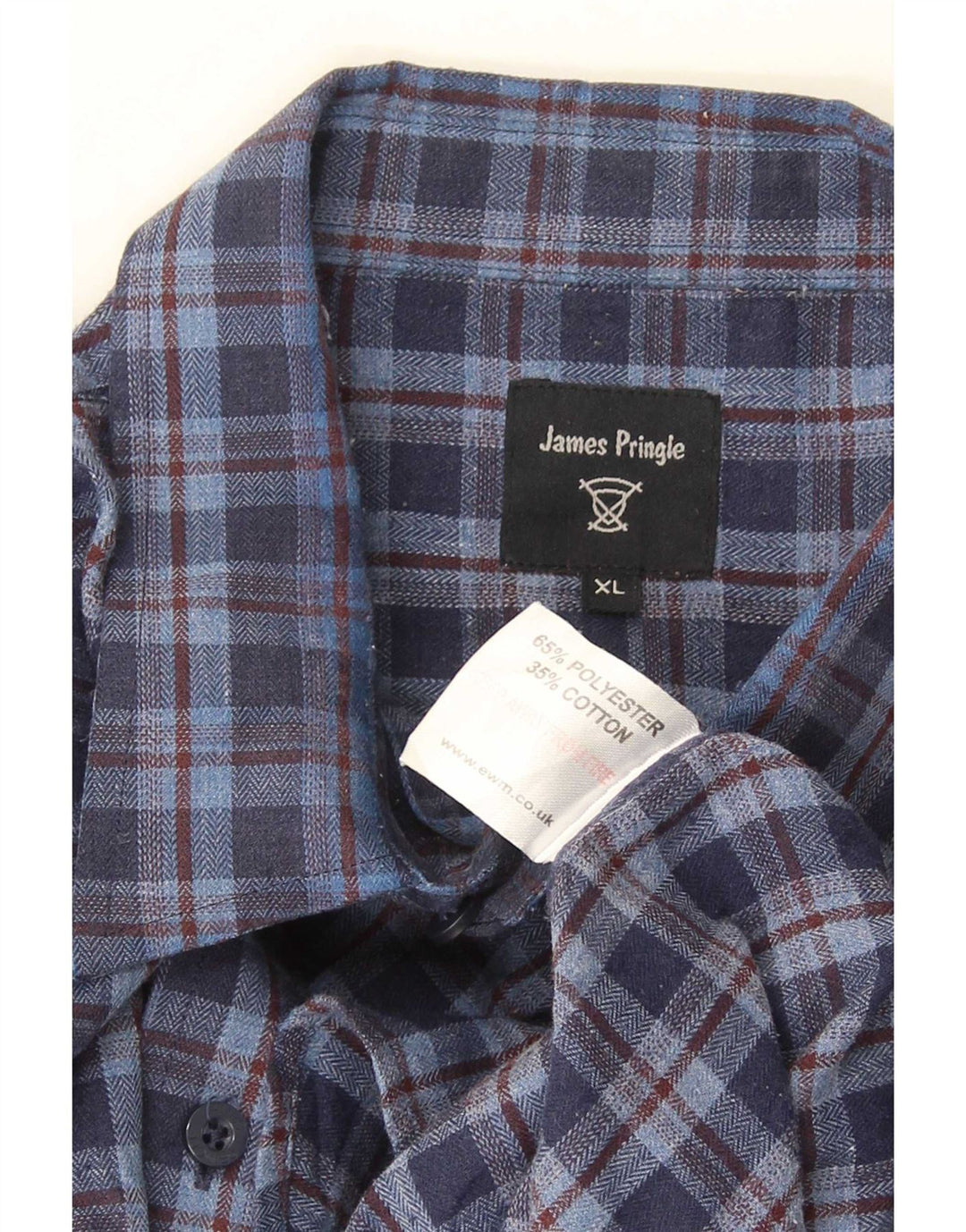 James Pringle Chemise en flanelle pour homme XL Bleu marine à carreaux en polyester