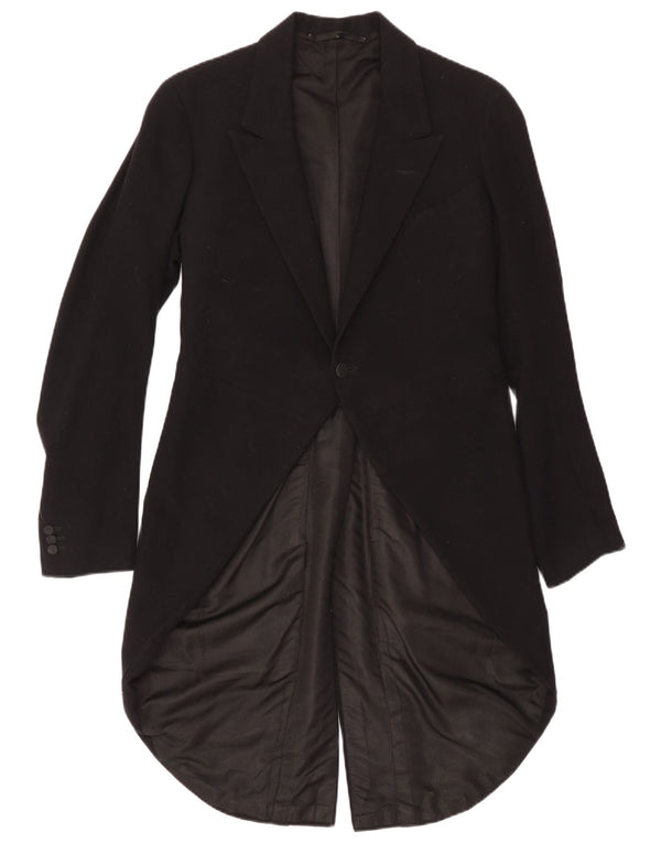 vintage Homme 1 Bouton Tailcoat Blazer Veste UK 34 XS Noir