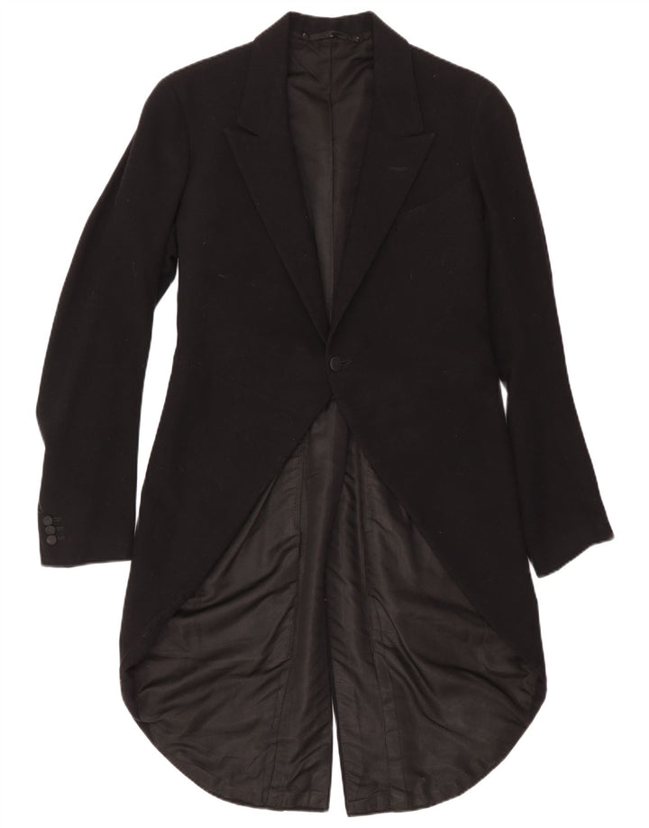 vintage Homme 1 Bouton Tailcoat Blazer Veste UK 34 XS Noir