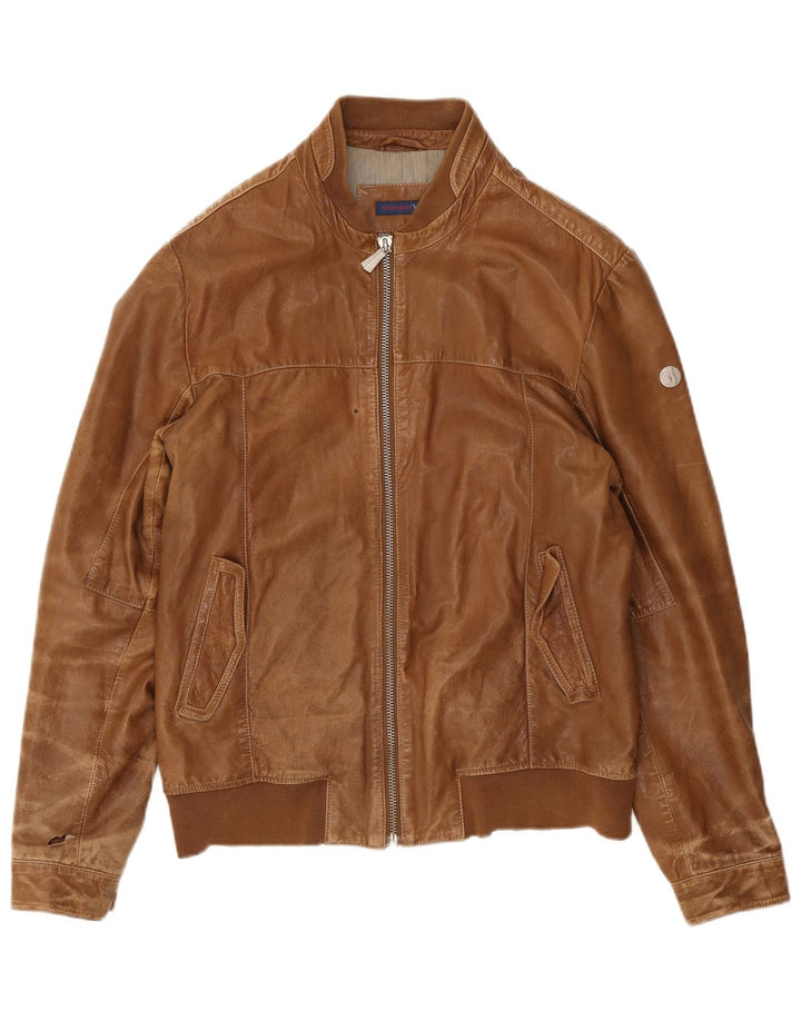 Trussardi Jeans Veste en cuir pour homme UK 38 Cuir marron moyen