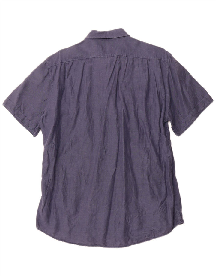 VINTAGE Chemise militaire à manches courtes pour hommes, grand bleu marine