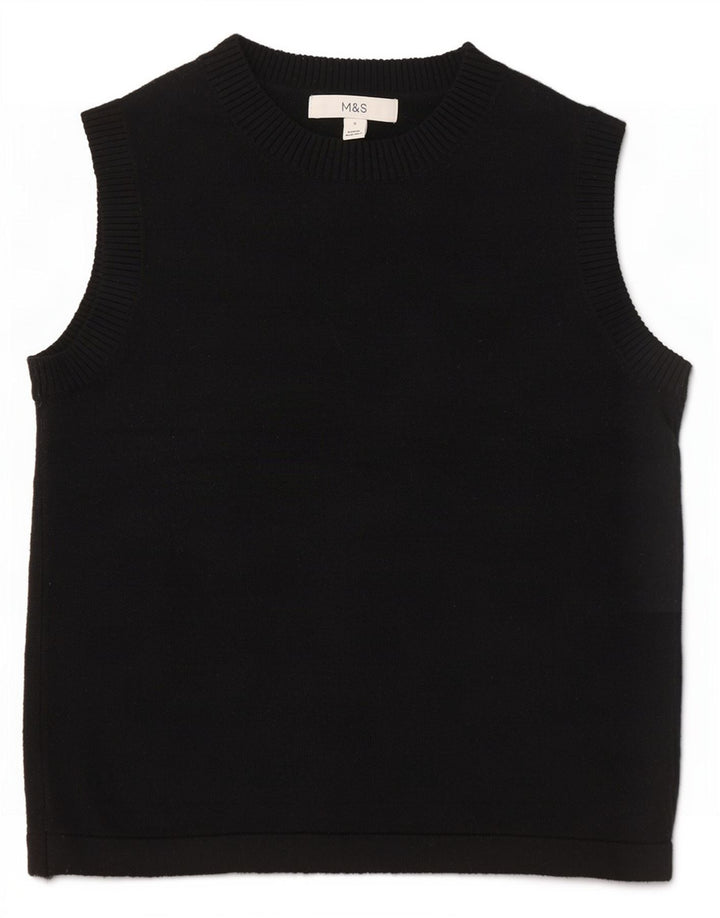Marks & Spencer Débardeur court pour femme UK 10 Petit Noir Polyester