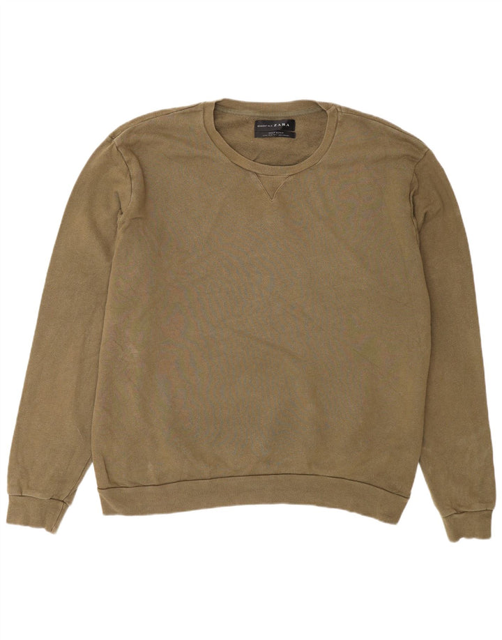 Zara Pull-over pour homme en coton kaki 2XL