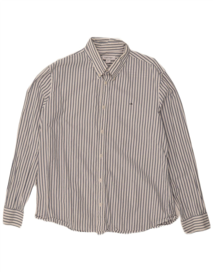 Calvin Klein Chemise homme XL Blanc à fines rayures