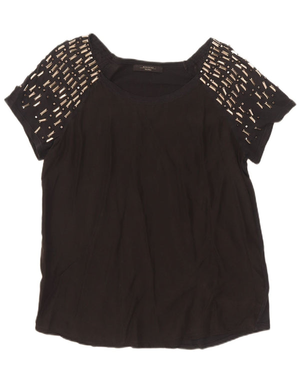 Max Mara Womens Weekend T-Shirt Top UK 12 Coton Noir Moyen