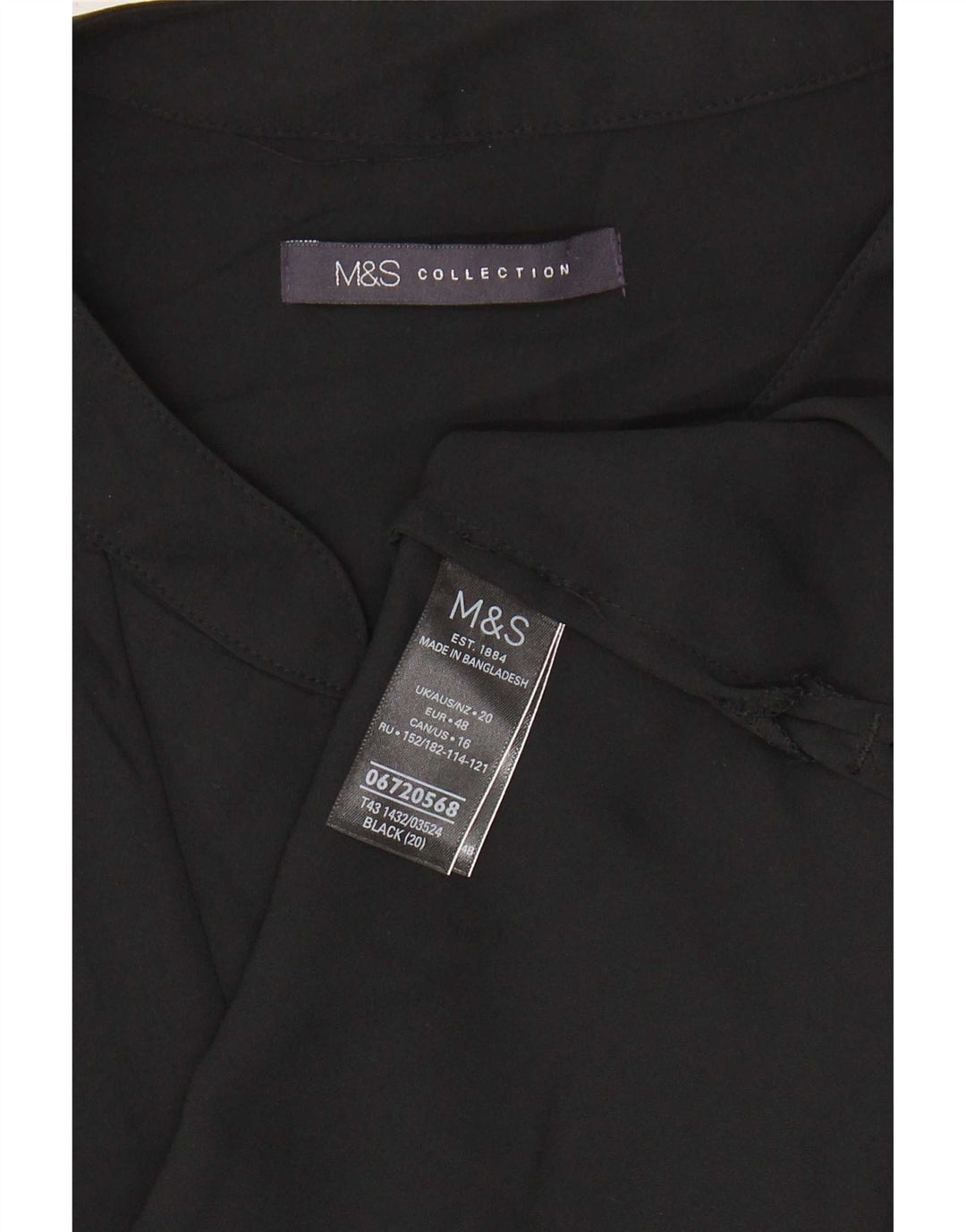 Marks & Spencer Chemisier sans manches pour femme UK 20 2XL Noir Polyester