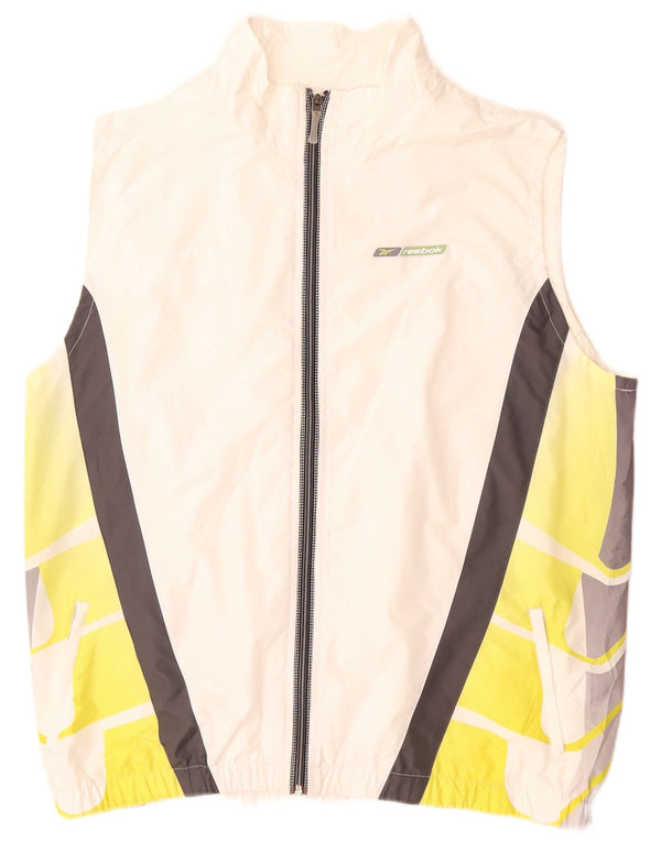 Reebok Veste de survêtement sans manches pour homme Large Blanc Colorblock