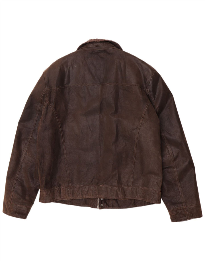 P&P People Veste en cuir pour homme UK 42 XL Cuir marron