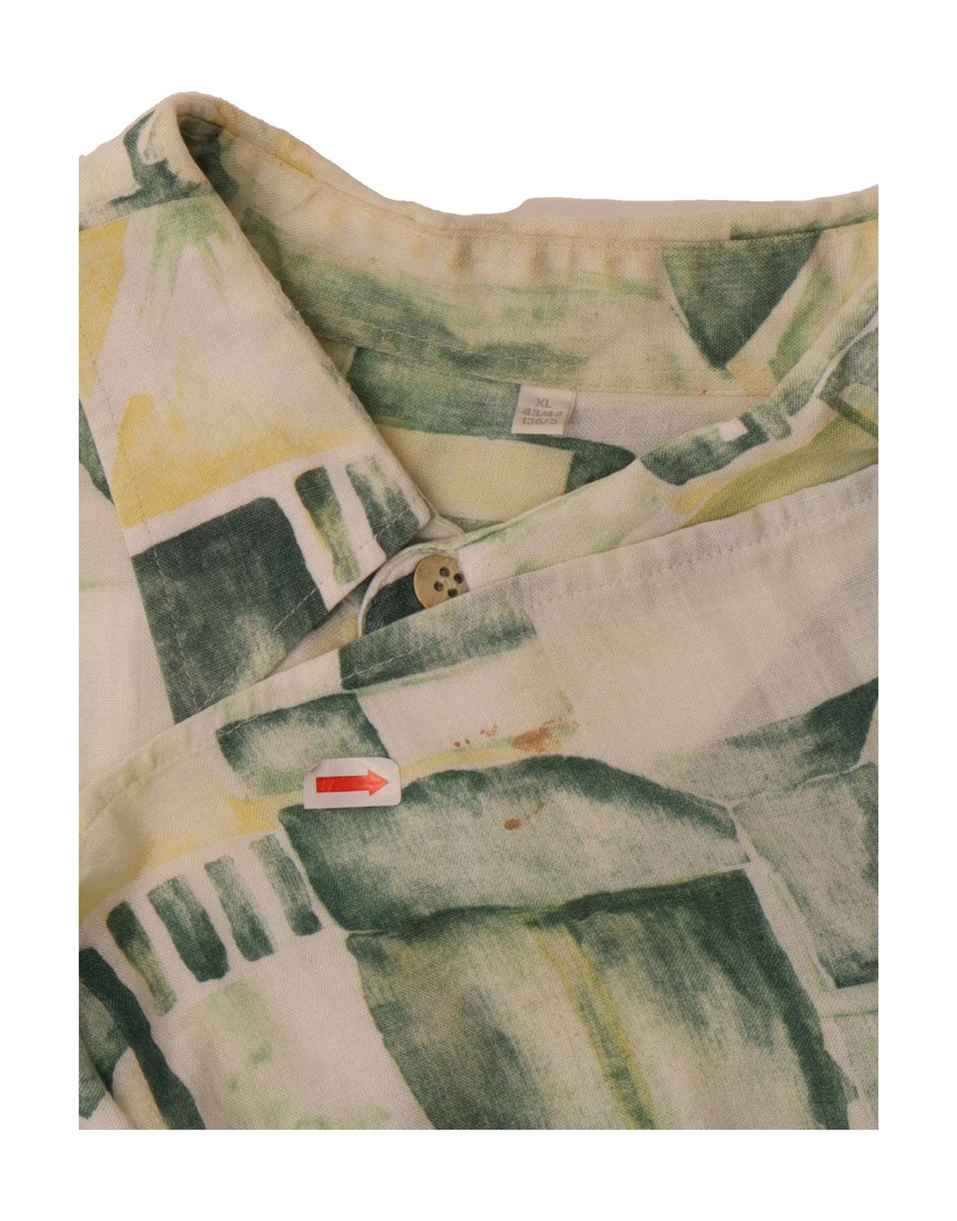 VINTAGE Mens Short Sleeve Shirt XL Green Geometric Vintage Vintage and Second-Hand Vintage from Messina Hembry 